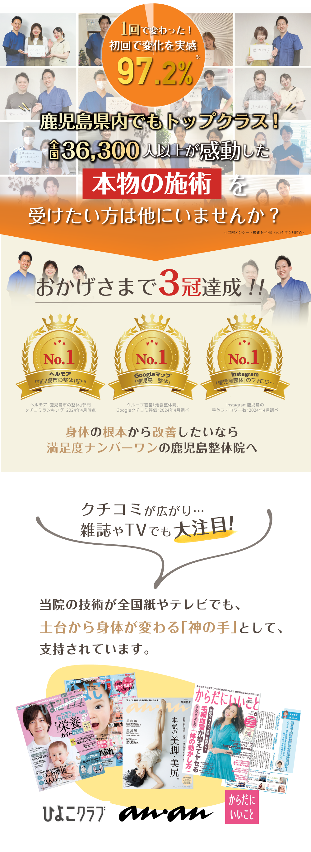 鹿児島整体院驚きの改善率97.2%